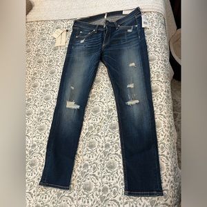rag & bone Skinny Dark Shredded Jeans